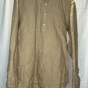 Men's Casual Tan Linen Shirt